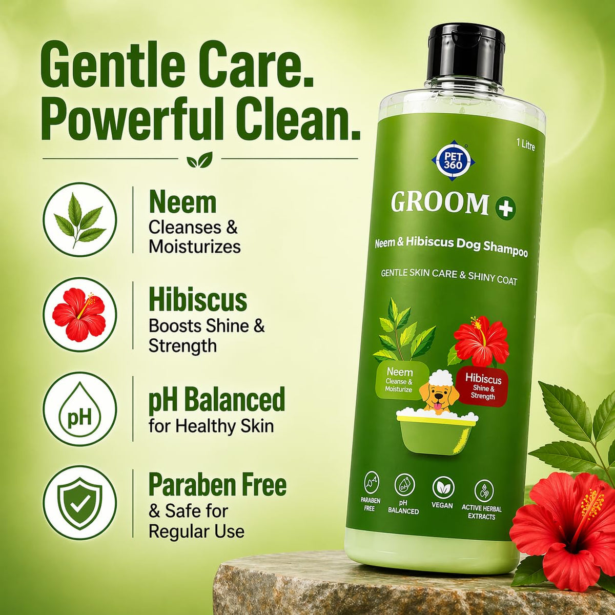 Groom+ Neem Hibiscus Oatmeal Dog Shampoo 1 liter