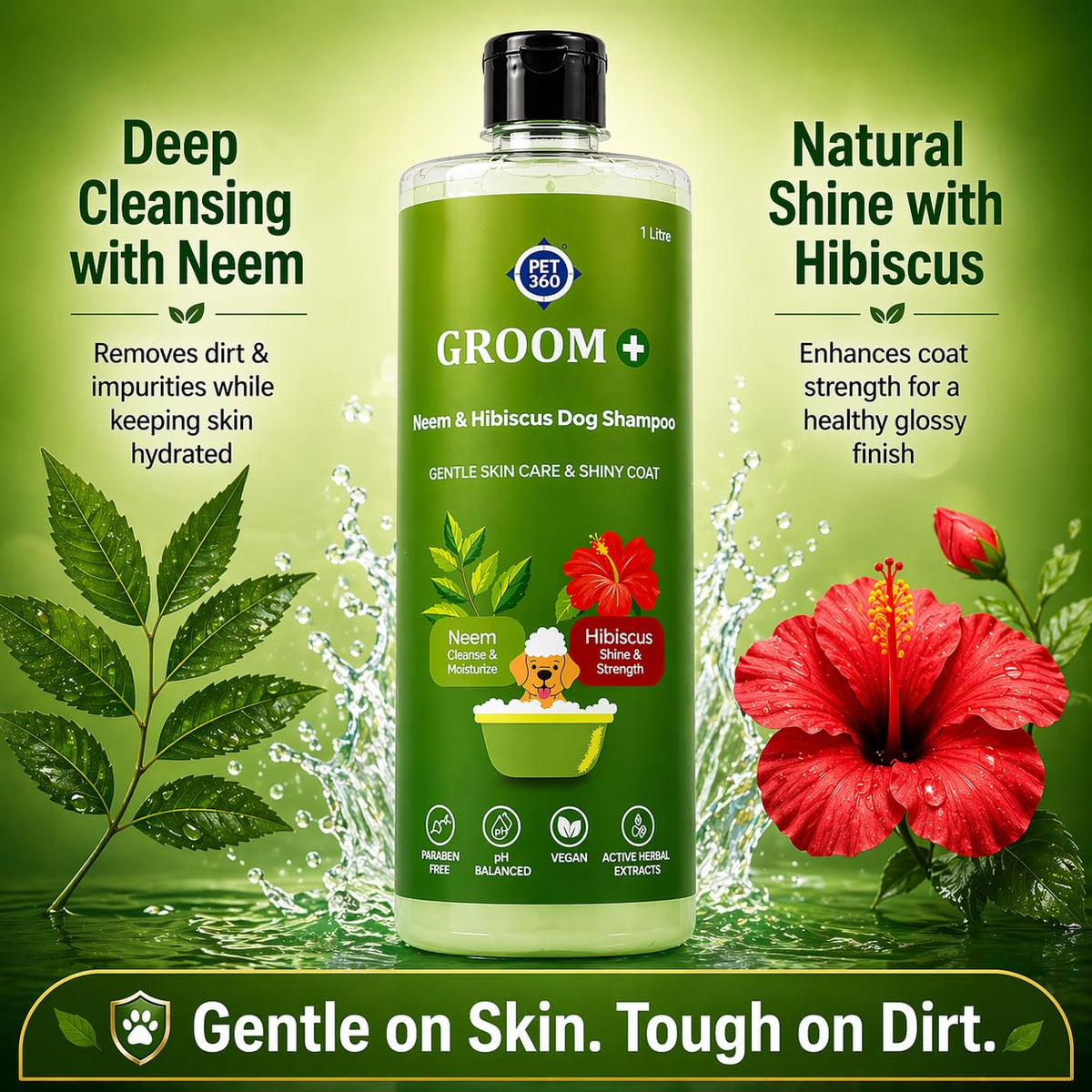 Groom+ Neem Hibiscus Oatmeal Dog Shampoo 1 liter
