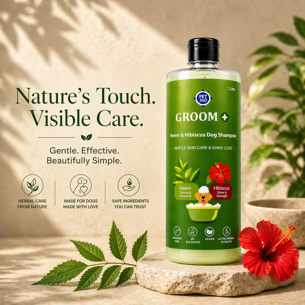 Groom+ Neem Hibiscus Oatmeal Dog Shampoo 1 liter