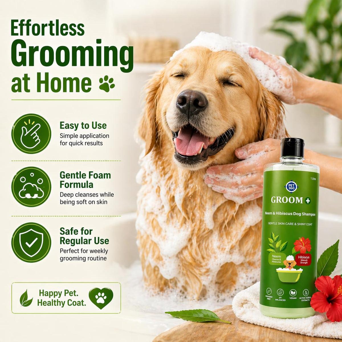 Groom+ Neem Hibiscus Oatmeal Dog Shampoo 1 liter