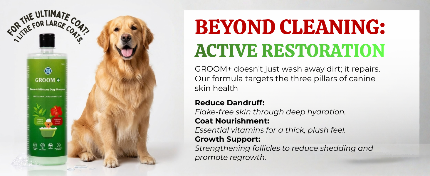Groom+ Neem Hibiscus Oatmeal Dog Shampoo 1 liter