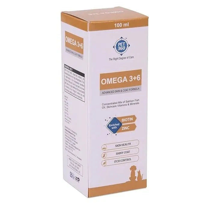 PET360 Omega 3+6 Concentrated Salmon Fish Oil for Dogs & Cats with Vitamins & Minerals | Shinier Coat, Itch & Allergy Control | Improves Skin & Hair Health | Nutritional Supplement for Pets