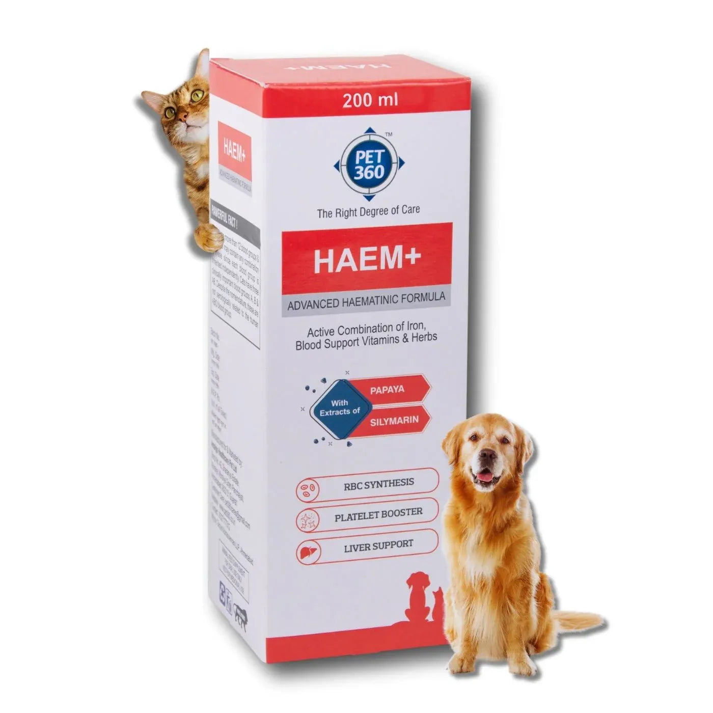 HAEM+ Advanced Haematinic Formula | Health Booster & Liver Tonic for Cats & Dogs | with Extracts of Papaya & Silymarine | Active Combination of Iron, Blood Support Vitamins & Herbs ( 200 ml )