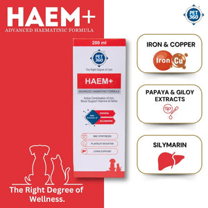 HAEM+ Advanced Haematinic Formula | Health Booster & Liver Tonic for Cats & Dogs | with Extracts of Papaya & Silymarine | Active Combination of Iron, Blood Support Vitamins & Herbs ( 200 ml )